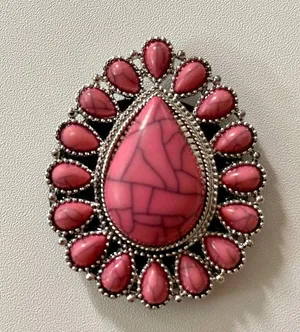 Dark Pink Turquoise Western Style Concho Handmade Magnetic Bag Charm Pear Shape thumbnail 1