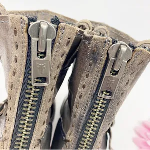 Frye Vicky Artisan Back Zip Leather Ankle Buckle Boots: Charcoal Taupe Grey thumbnail 10