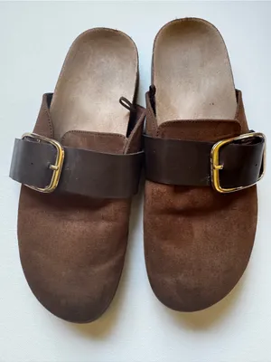 Old Navy Brown Suede Buckle Slide Loafers thumbnail 6