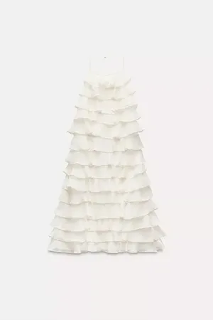 Zara ivory ecru mini dress halter ruffle Bohemian summer vacation evening casual thumbnail 11
