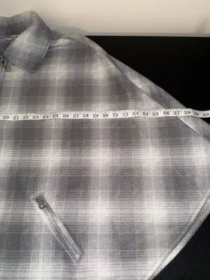 Le Moda Gray White Plaid Zip Up Fleece Jacket Cape thumbnail 4