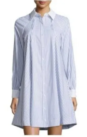 Hope & Harlow Luna Striped Shirt Dress. vertical blue and white pinstriped 12 thumbnail 1