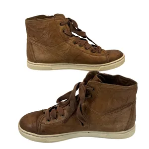 UGG Blaney Brown Leather High Top Sneakers Tassel Side Zip Womens Size 7.5 Shoes thumbnail 4