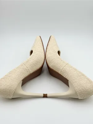 Tahari Cream NIAGRA Vegan Leather 3.75” Woven Upper Stiletto Heels thumbnail 6
