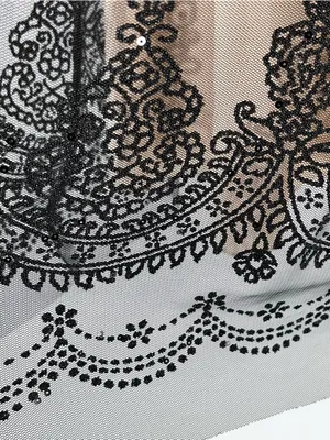 David’s Bridal Caviar Beaded Black Netting Over Beige Lining Cocktail-Size 8 thumbnail 8