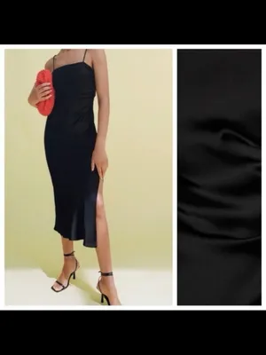 Zara Black Satin Slip Midi Dress with Thigh Slit thumbnail 4