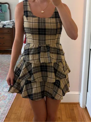 TCEC plaid scoop neck mini dress with ruffles thumbnail 4