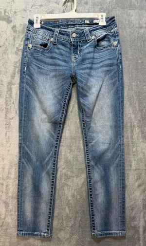 Miss Me Womens Ankle Skinny Jeans Blue Sequins Rhinestones Size 27 JP8715AK thumbnail 1