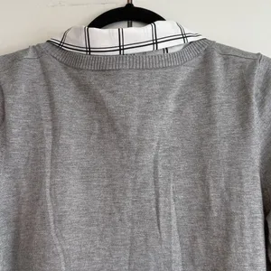Adrianna Papell Womens Grey Layered Look Sweater Plaid Trim AD1S300211 Large‎ thumbnail 6