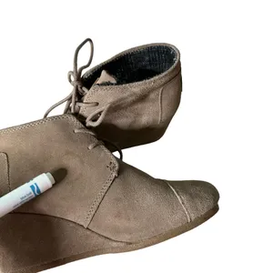 TOMS Ankle Booties Suede Leather Lace Up Wedges Women's‎ Shoes Size 8 thumbnail 12