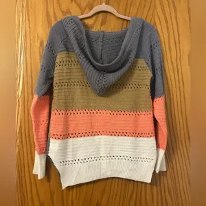 Striped Knit Zip-Up Hoodie - NWOT - Size M thumbnail 3