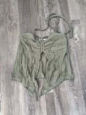 Green halter tube top thumbnail 1