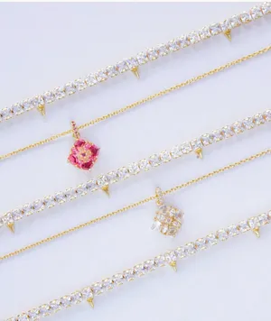 Kendra Scott Dira Gold Crystal Short Pendant Necklace in Pink Mix thumbnail 3