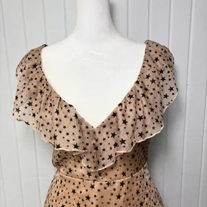 Nasty Gal Cream Mini Sundress with stars Sleeveless Scoop Neck size‎ 4 thumbnail 2