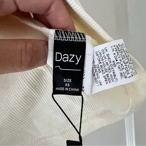 Dazy Polo White Cream Pearl Buttons Contrast Trim Blouse Shirt Size XSmall NWT thumbnail 5