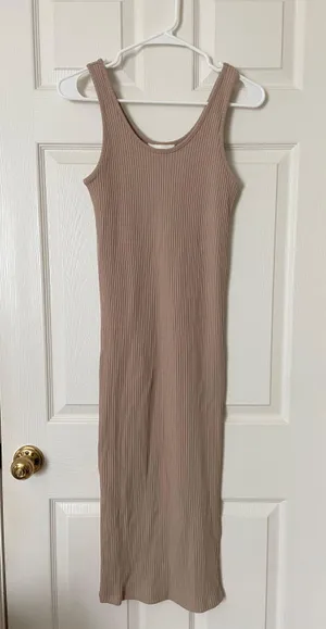 H&M Tan Rib Knit Midi/Maxi Dress thumbnail 1