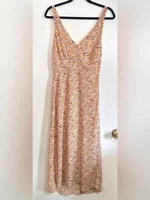 Abercrombie & Fitch Yellow Floral Midi Dress Small Tall thumbnail 5