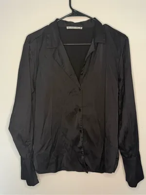 Abercrombie & Fitch Black Satin-Look Blazer Shirt thumbnail 1