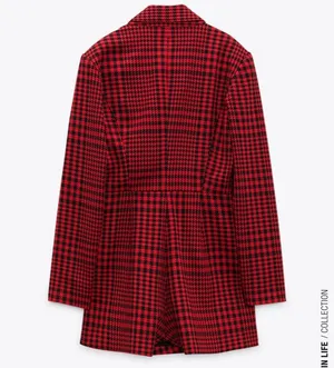 ZARA Red Houndstooth Jumpsuit Dress thumbnail 10
