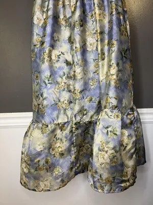 Wild Fable Dress Womens Small Blue Floral Satin Maxi Sundress Ruffle Hem thumbnail 9