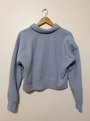Beyond Yoga LuxeFleece Collared Sweatshirt Size Small Blue Sweater thumbnail 5