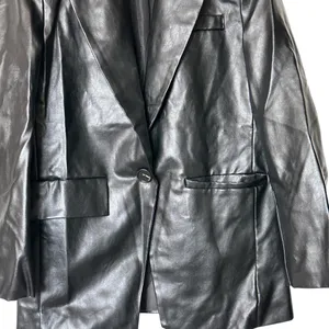Princess Polly Women's Black faux Leather blazer Jacket M thumbnail 6