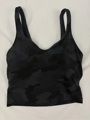 Lululemon Align Cropped V-neck Tank Top Black Camo w/ Pads Women Size 2 W1DAHS thumbnail 3