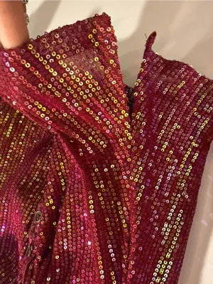 Free‎ People Magenta Sequin Long Sleeve Button Down Shirtee Top Size Small thumbnail 10