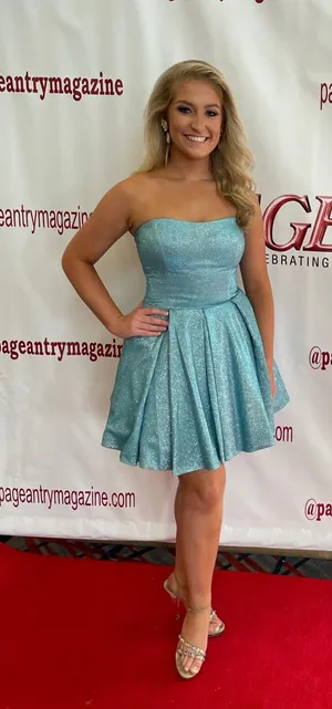 Sherri Hill Strapless Light Blue Dress thumbnail 1