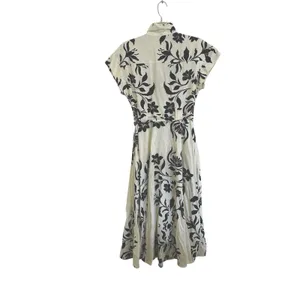 Miou Muse Beige/Black Floral Button-Front Collared Midi dress Size Medium thumbnail 3