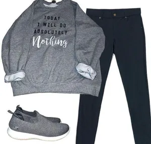 Gildan brand cute gray sweatshirt with fun sayings on front! thumbnail 2