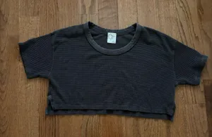 NWOT OFFLINE By Aerie Wow! Waffle Scoop T-Shirt dark grey XS thumbnail 3