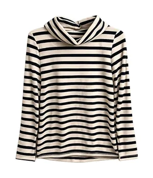 croft & barrow Black and Cream‎ Striped Turtleneck thumbnail 1