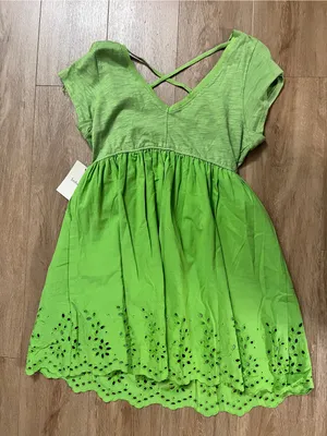BOHME Aria Eyelet Lace Mini Dress in Green thumbnail 5