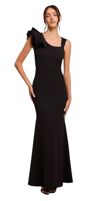 Lulus Lucette Black Sleeveless Ruffled Mermaid Maxi Dress size S NWT thumbnail 1