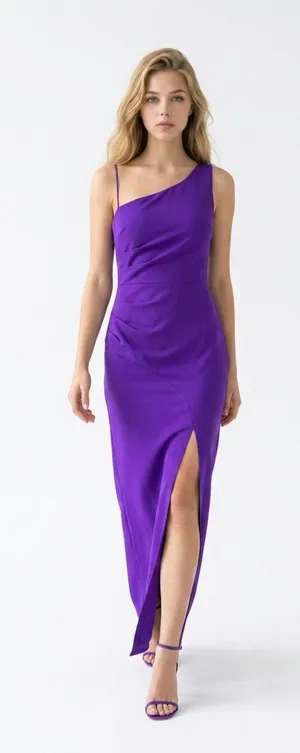 Mushare Purple Maxi One shoulder Dress Sz S NWT thumbnail 1