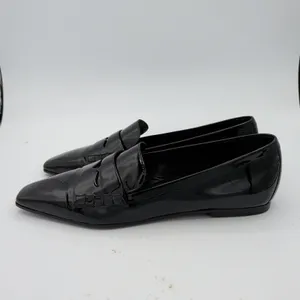 Marion Parke Black Patent Leather Square Pointed Toe Penny Loafer Women 39 Italy thumbnail 2