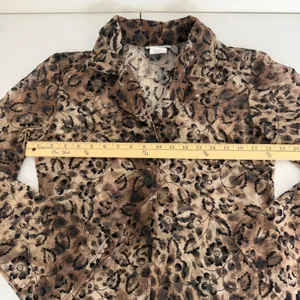 Vintage 90's Breakin Loose Sheer Floral Leopard Print‎ Duster Brown Black 5/6 thumbnail 9
