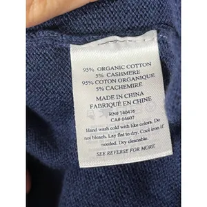 Faherty Navy Organic Cotton Cashmere Jogger Pants Striped Waistband Size Small thumbnail 6