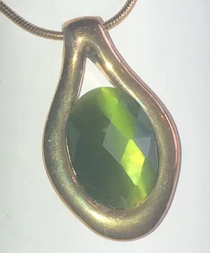 Reversible Green Brown Gemstone Boho Pendant Necklace thumbnail 1