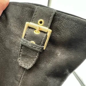 ALDO Black Leather Round Toe gold buckle Pull On Mid Calf Boots Women’s Size 10 thumbnail 7