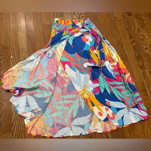 J. Crew Colorful Leaf Print A-Line Skirt thumbnail 6