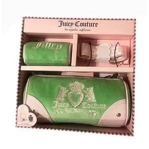 Juicy Couture Heritage Barrel‎ Bag Set Womens OS Green Velour Y2K Crossbody NWT thumbnail 4