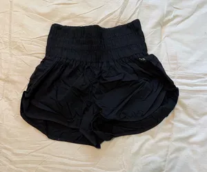 FP Movement by Free People Black Smocked High-Waist Athletic Shorts thumbnail 1