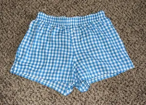 Colsie Women's Boxer Pajama Shorts Blue White Gingham Size Medium thumbnail 1