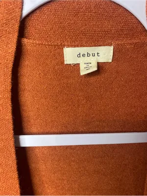 Debut Size M Burnt Orang Open Front Cardigan Sweater With Pockets Soft Cozy Chic thumbnail 3