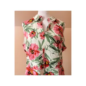 Tahari Floral Midi Dress Womens 12 Pink New Sleeveless Linen Blend Collared‎ thumbnail 7