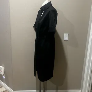 Zara basic black short sleeve button up dress thumbnail 6