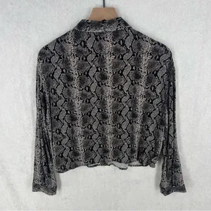 Zara Snake Print Button‎ Front Boxy Long Sleeve Button Up Top thumbnail 2