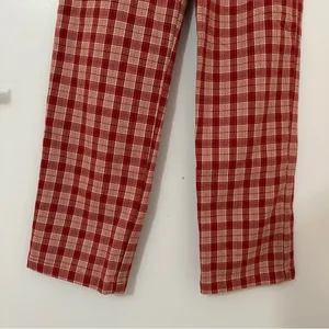 Brandy Melville Tilden Plaid Flannel Pants One Size Elastic Waist High Rise Red thumbnail 4